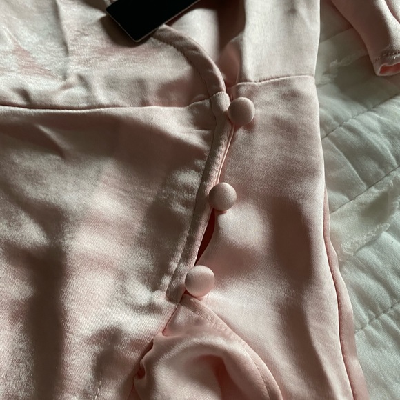 Lulus Pink Satin Wrap Dress - Picture 6 of 9